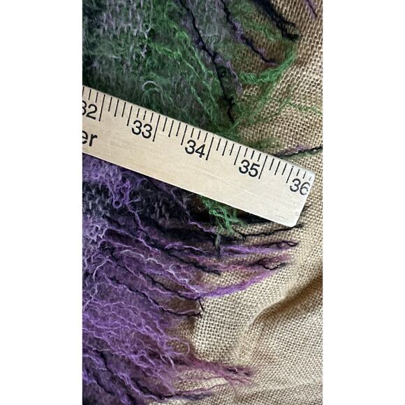 Vintage mohair blend throw blanket purple green 50x70”plaid moffat handloom - Picture 10 of 16